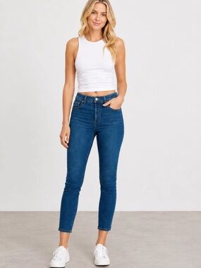Everlane Blue Medium Wash Skinny Jeans Zip Fly Womens Size 27 Reg Cotton Stretch